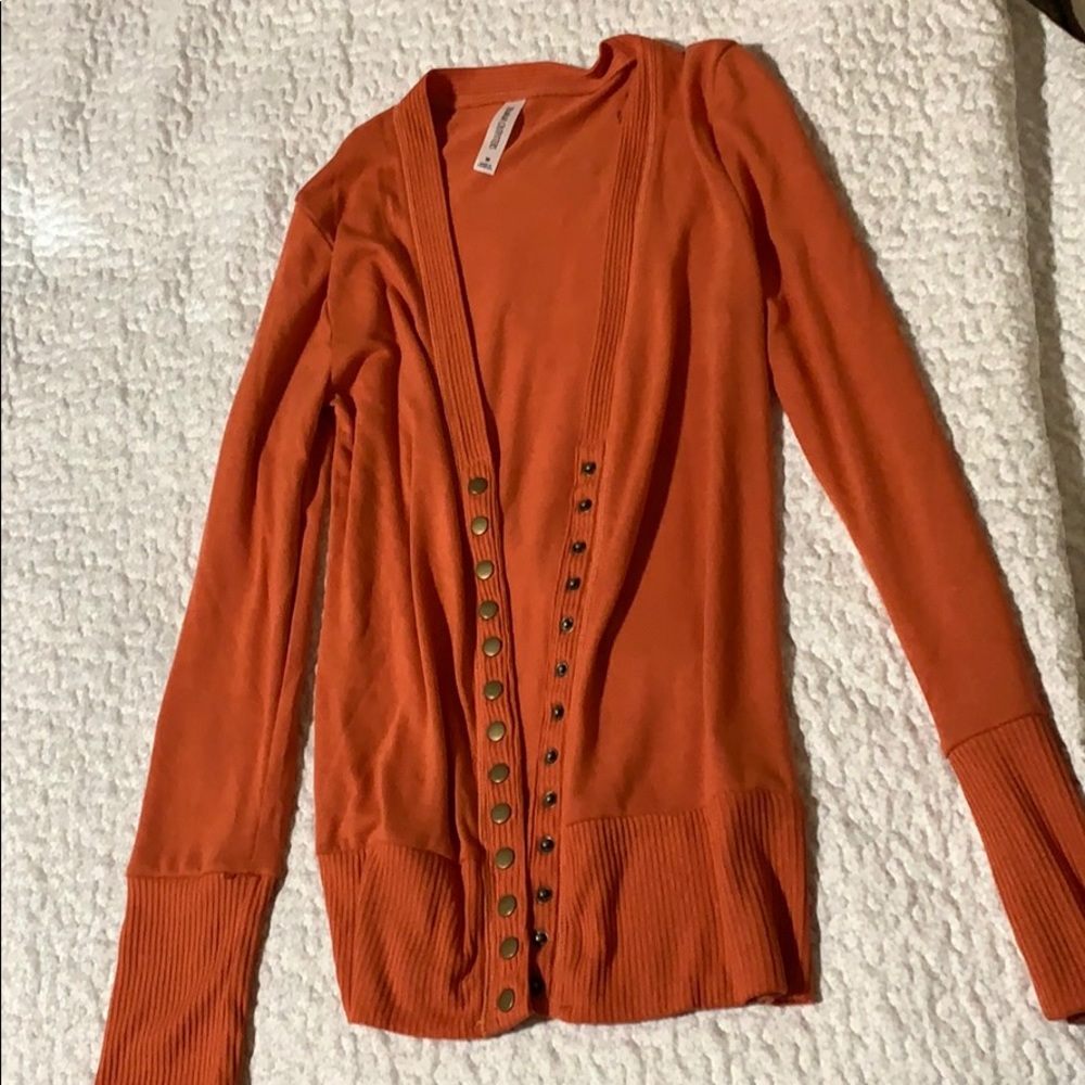 Orange Zenana Outfitters Snap Button Cardigan